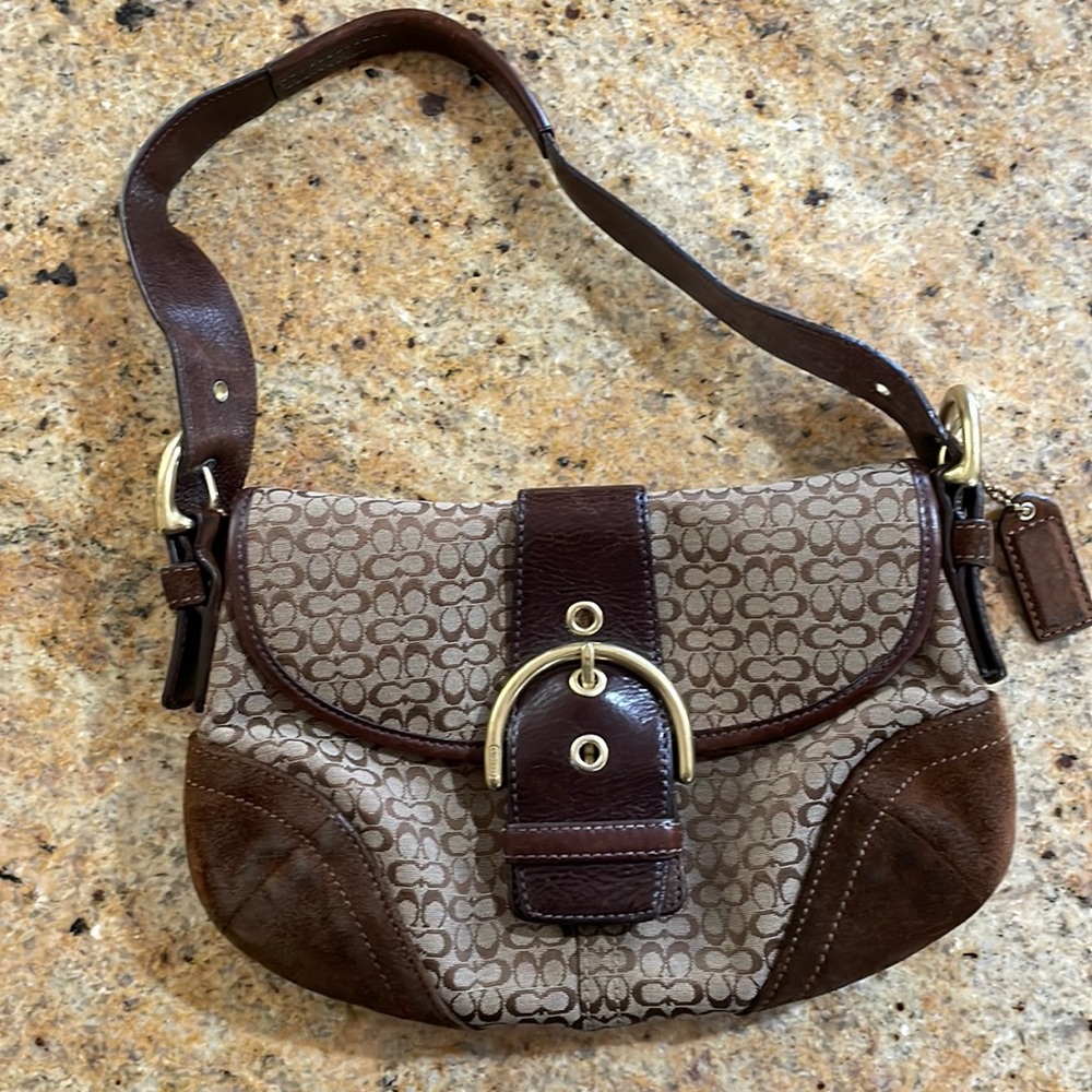 Coach Brown and Tan Shoulder Bag